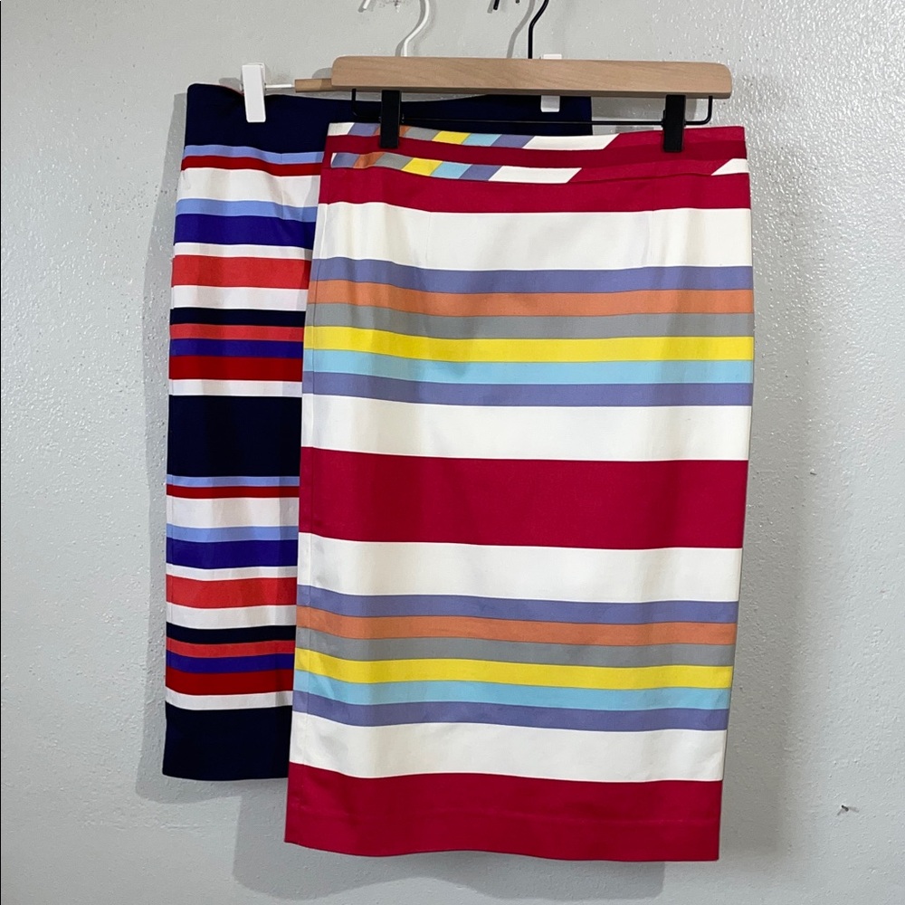 Boden Striped Pencil Skirts 6L Coastal Nautical Career Workwear Classic 2 Skirts - Picture 4 of 13